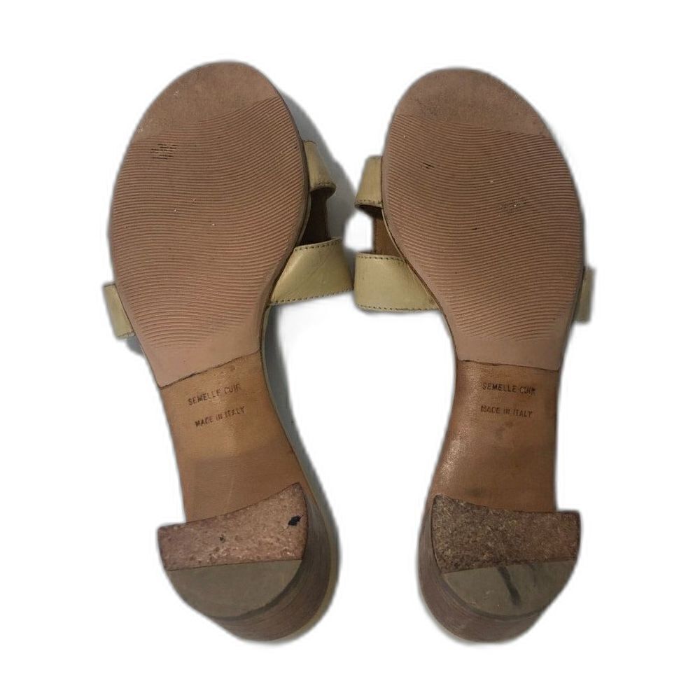 HERMES Oasis "H" Cut Out Sandals Women's Size 6.5 Cream Tan Block Heel Shoe - Picture 2 of 15